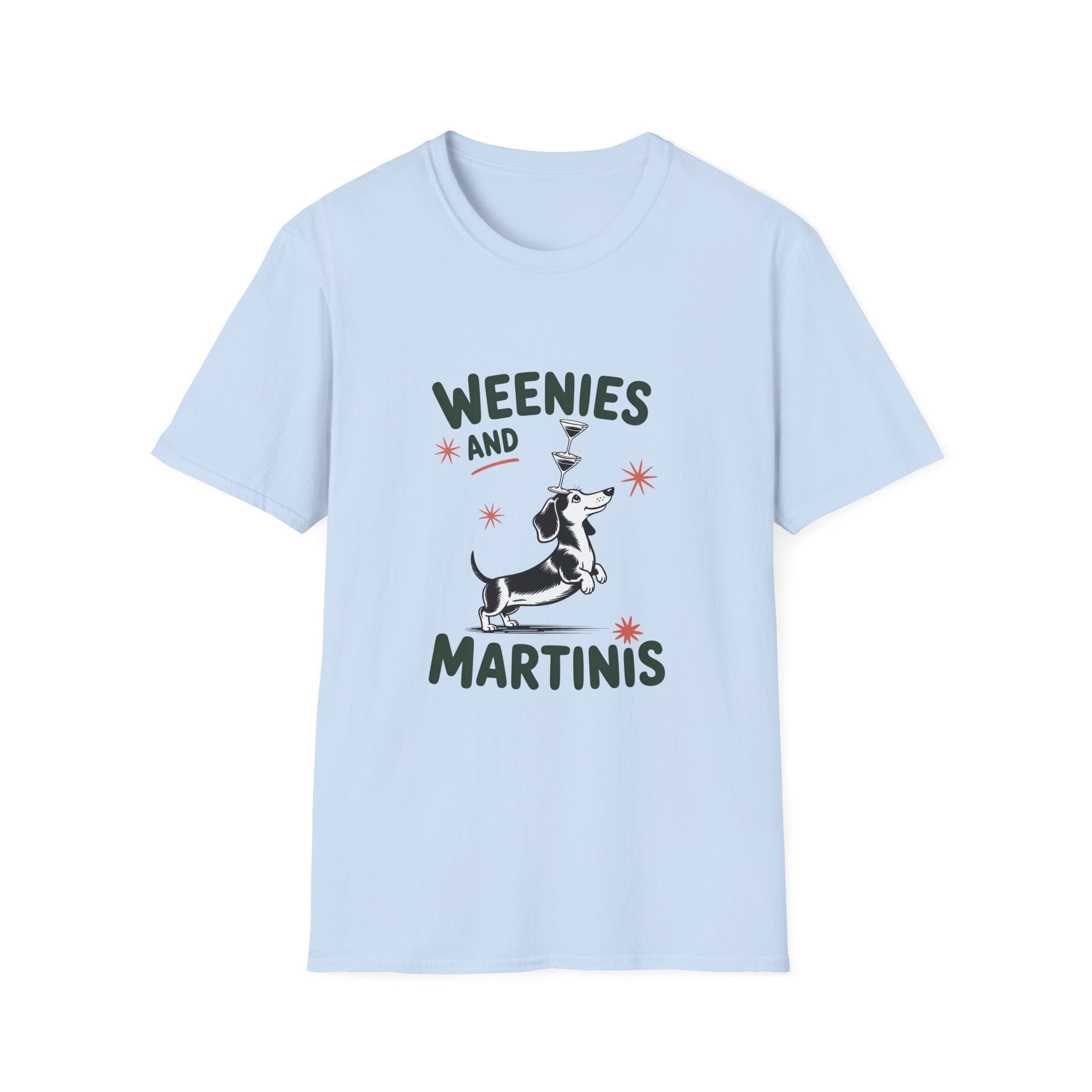 Weenies and Martinis T‑Shirt — Funny Dachshund Cocktail Tee