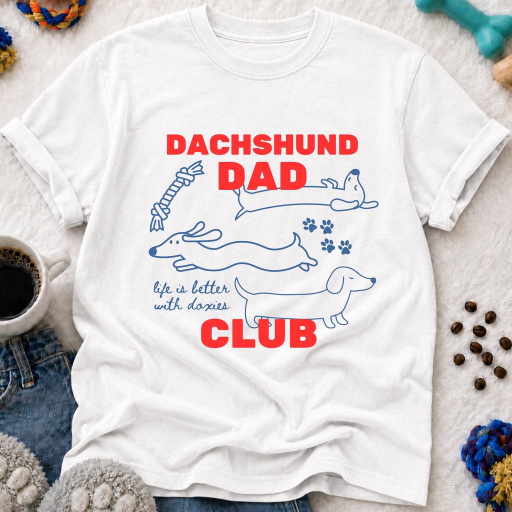 Dachshund Dad Club T-Shirt — "Life Is Better With Doxies" Pet Dad Tee