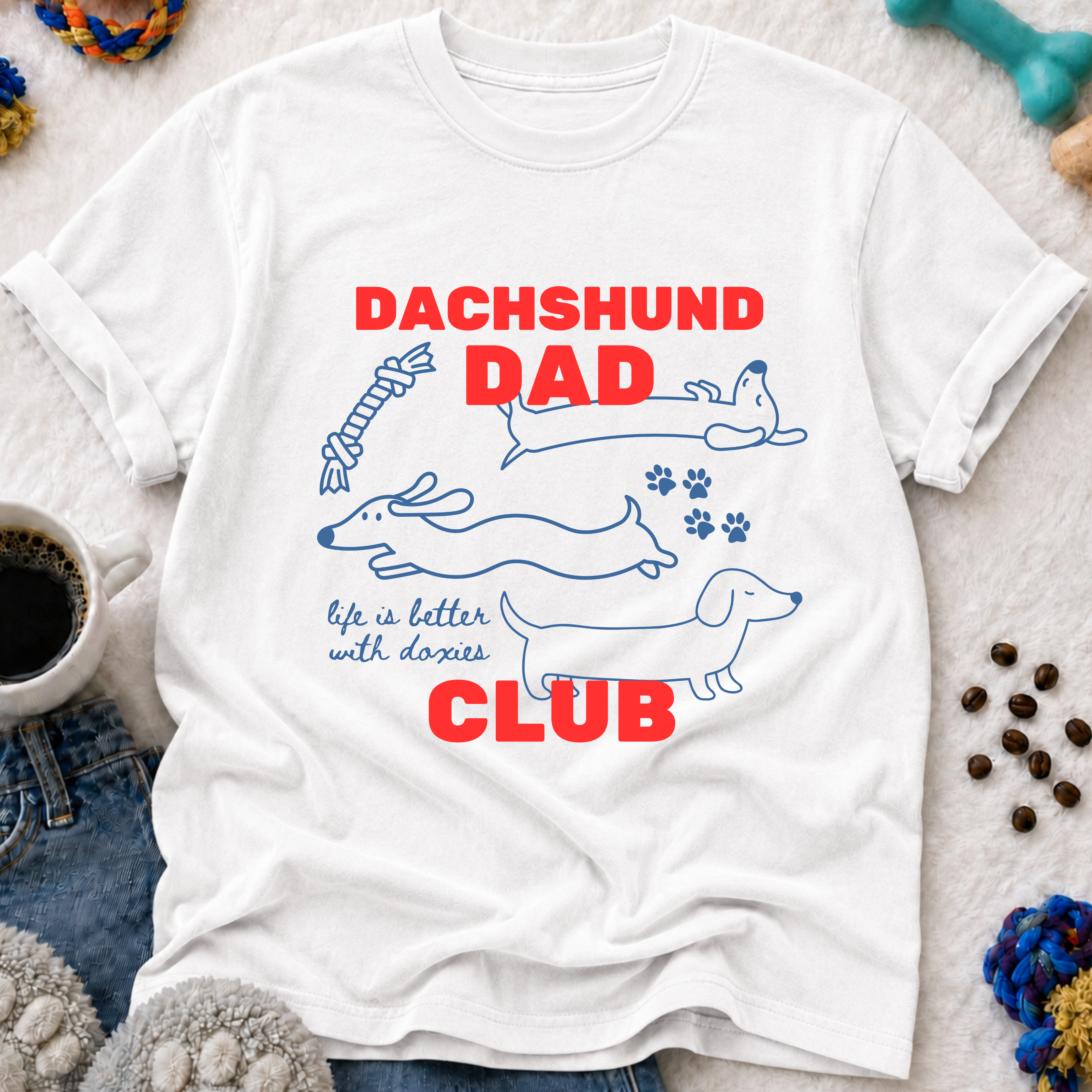 Dachshund Dad Club T-Shirt — "Life Is Better With Doxies" Pet Dad Tee