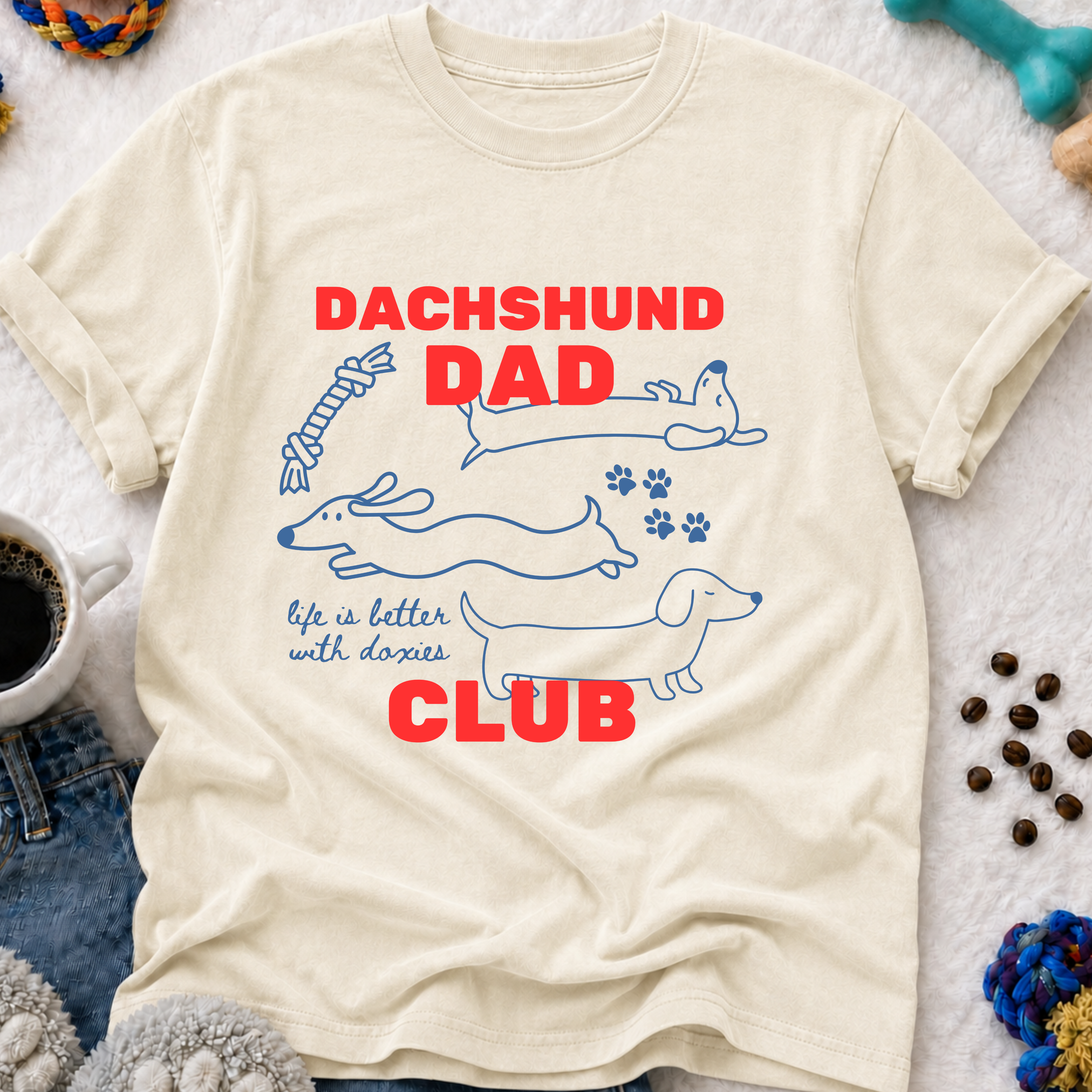 Dachshund Dad Club T-Shirt — "Life Is Better With Doxies" Pet Dad Tee