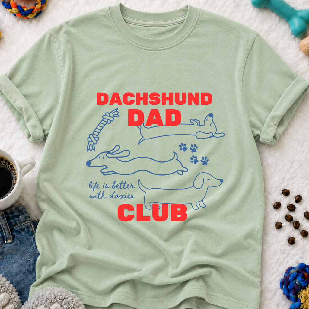 Dachshund Dad Club T-Shirt — "Life Is Better With Doxies" Pet Dad Tee