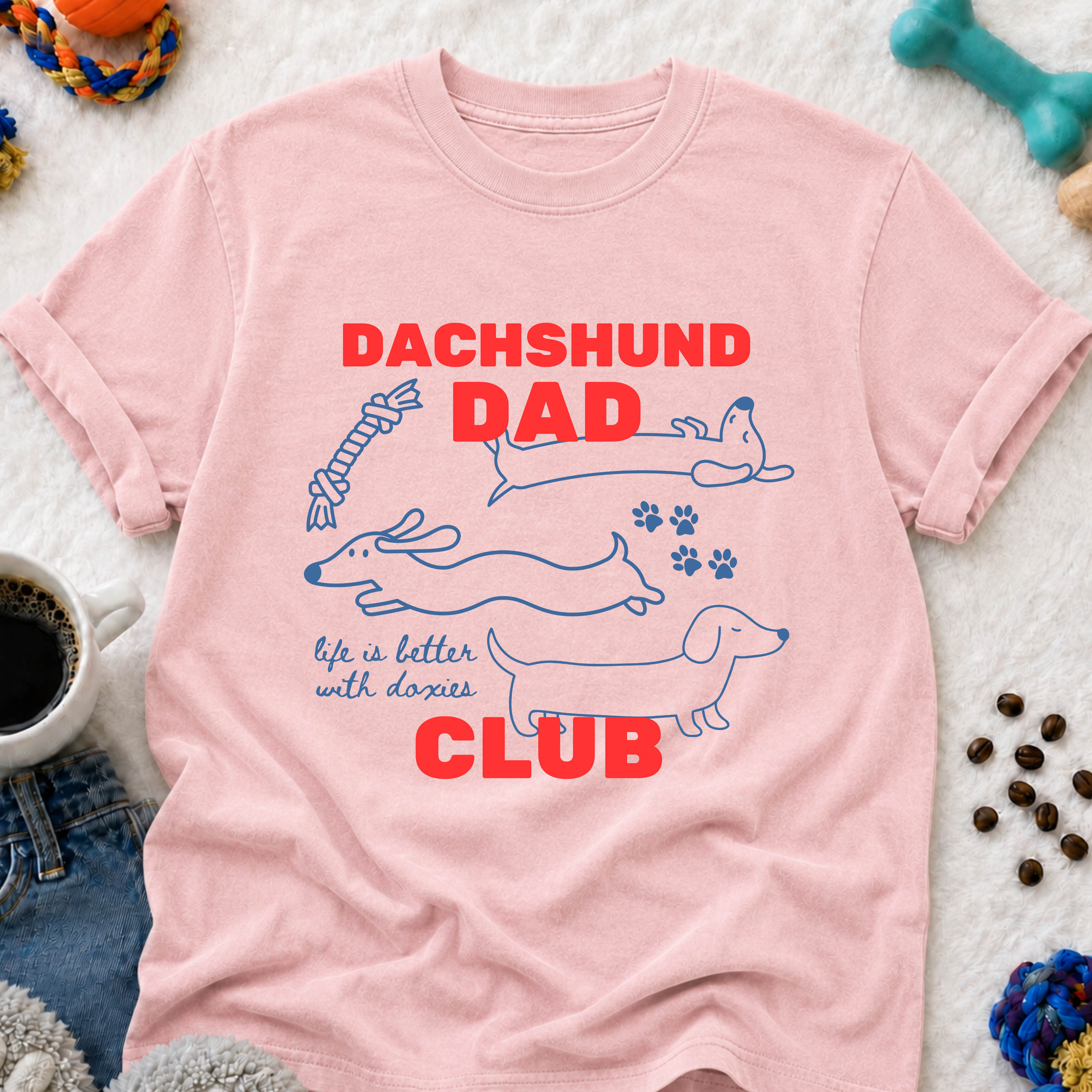 Dachshund Dad Club T-Shirt — "Life Is Better With Doxies" Pet Dad Tee