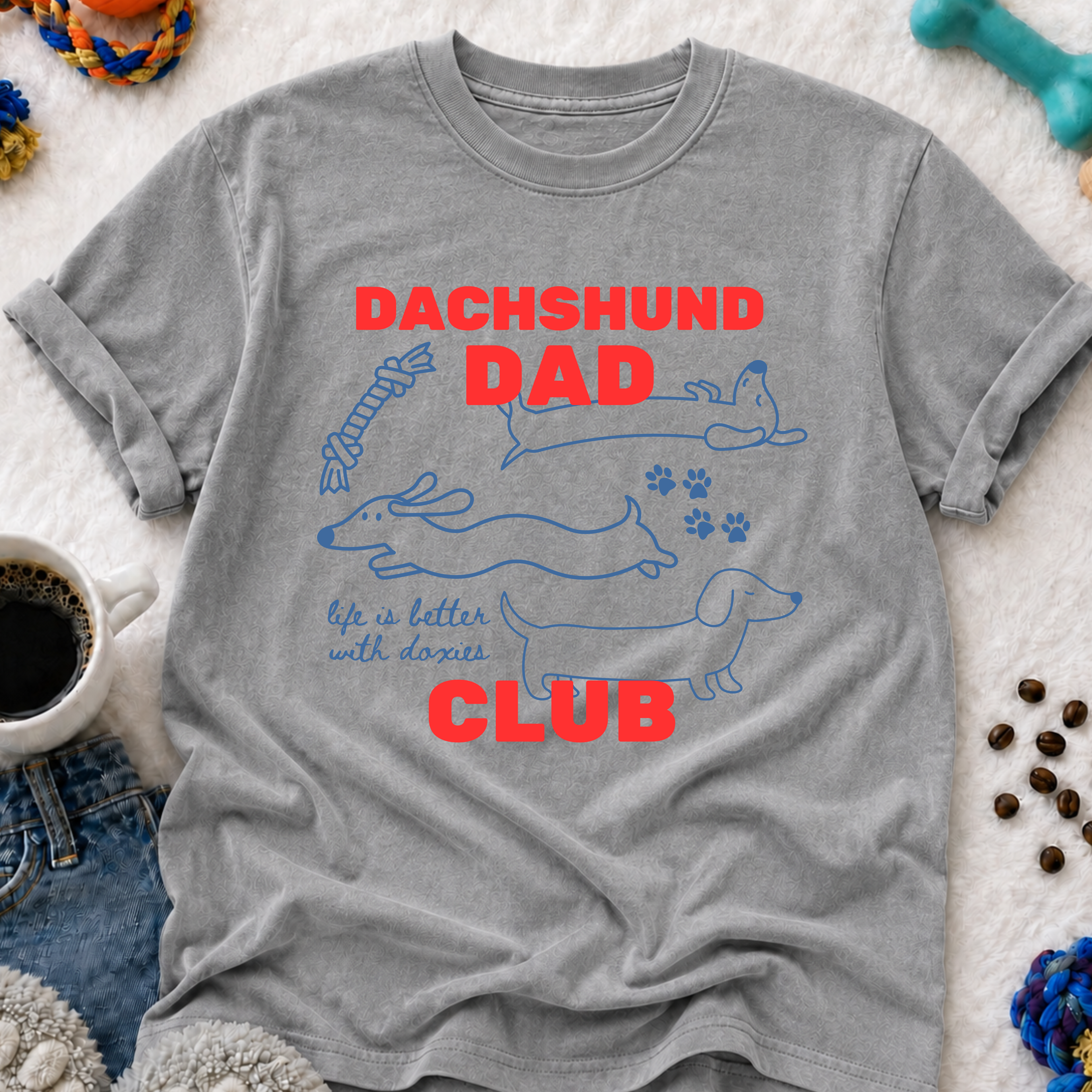 Dachshund Dad Club T-Shirt — "Life Is Better With Doxies" Pet Dad Tee
