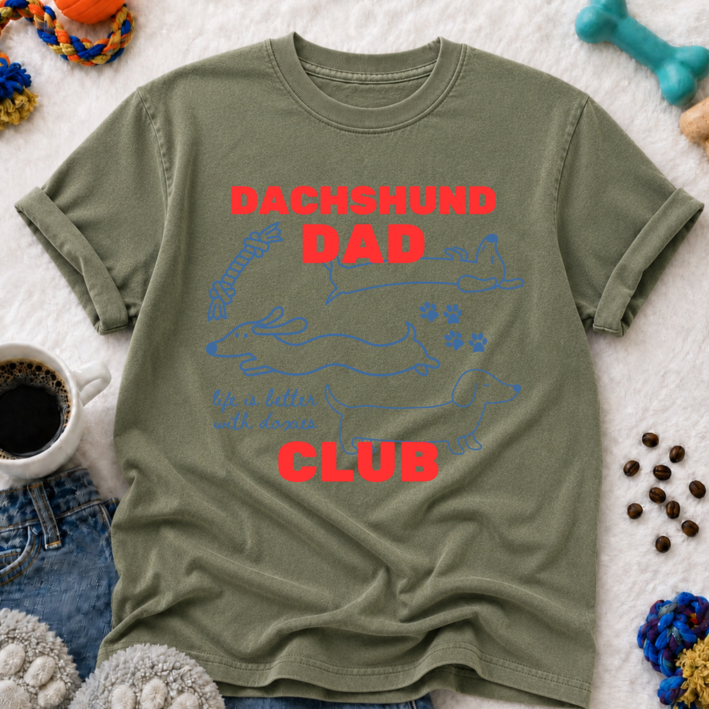 Dachshund Dad Club T-Shirt — "Life Is Better With Doxies" Pet Dad Tee
