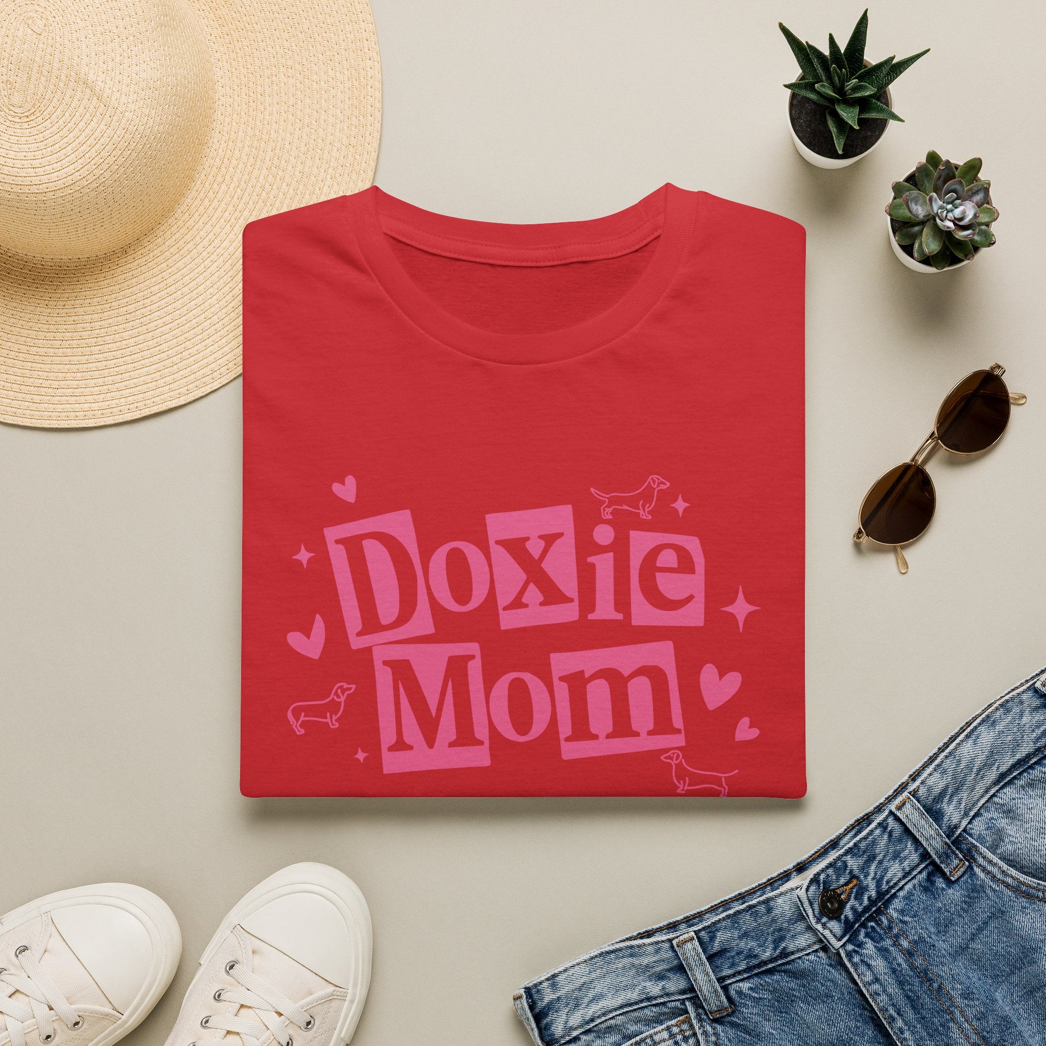 Doxie Mom T‑Shirt — Cute Pink Dachshund Mom Tee